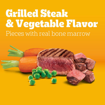 Pedigree Dry Dog Food with MarroBites Pieces, Grilled Steak & Vegetable Flavor for Adult Dogs, 14 lb. Bag