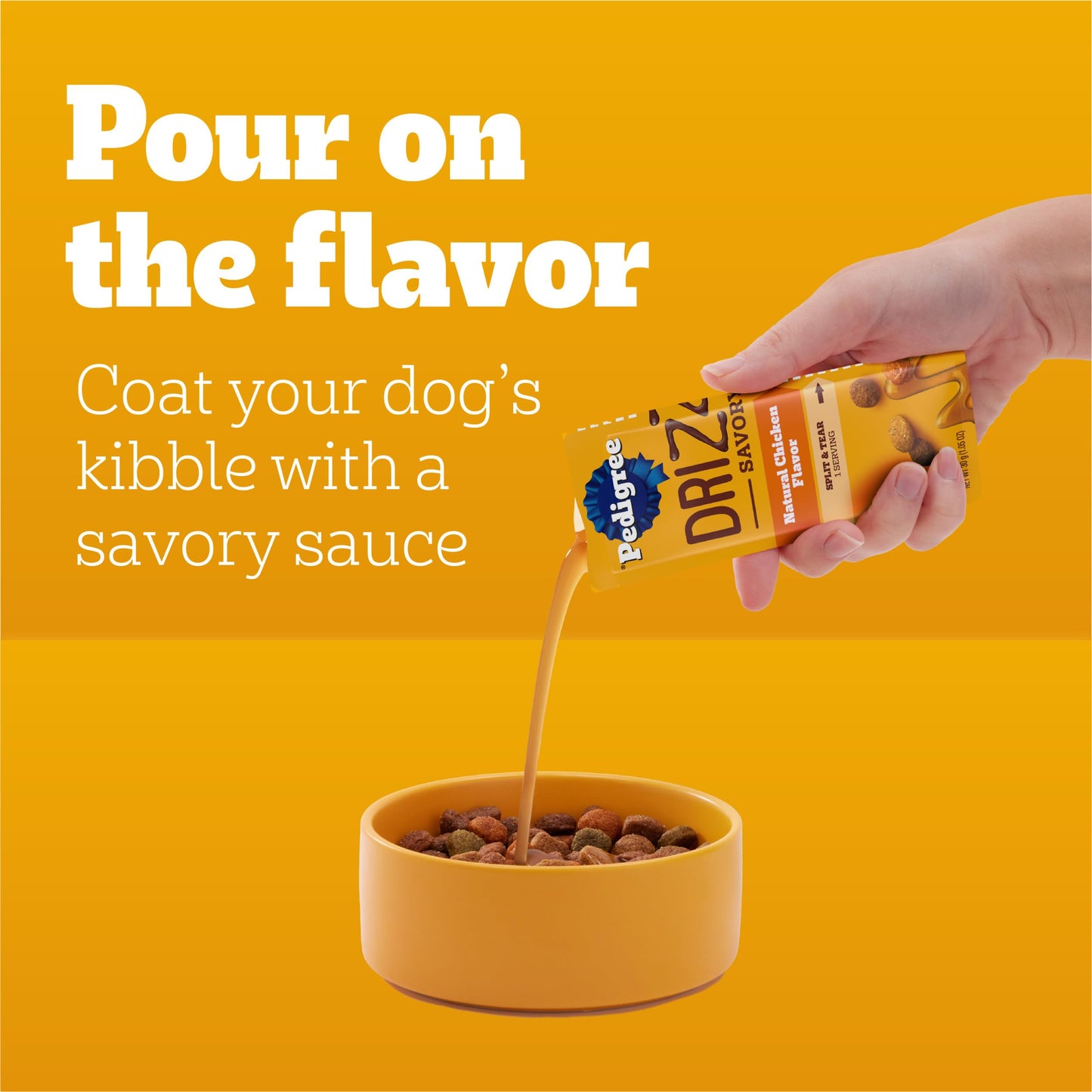 Pedigree Drizzlers for Dogs, Wet Dog Food Gravy Savory Sauce Multipack, 60g Dual-Serving Pouch, 16 Count, Pack of 2 (32 Pouches, 64 Servings Total)