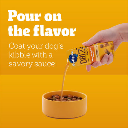 Pedigree Drizzlers for Dogs, Wet Dog Food Gravy Savory Sauce Multipack, 60g Dual-Serving Pouch, 16 Count, Pack of 2 (32 Pouches, 64 Servings Total)