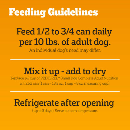 Pedigree Small Dog Tender Bites in Gravy Wet Dog Food Cans, Steak & Vegetable Flavor, 13.2 oz. Cans, 12 Count