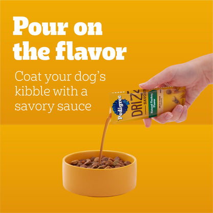 Pedigree Drizzlers for Dogs, Wet Dog Food Gravy Savory Sauce Multipack, 60g Dual-Serving Pouch, 16 Count, Pack of 2 (32 Pouches, 64 Servings Total)
