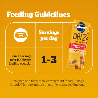 Pedigree Drizzlers for Dogs, Wet Dog Food Gravy Savory Sauce Multipack, 60g Dual-Serving Pouch, 16 Count, Pack of 2 (32 Pouches, 64 Servings Total)