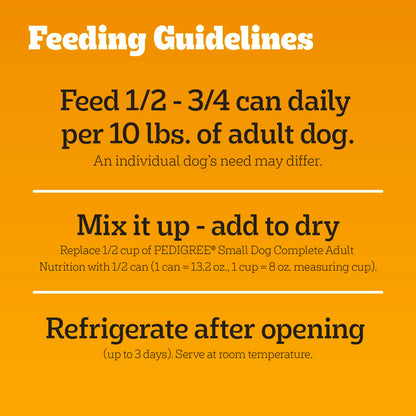 Pedigree Small Dog Tender Bites in Gravy Wet Dog Food Cans, Steak & Vegetable Flavor, 13.2 oz. Cans, 12 Count