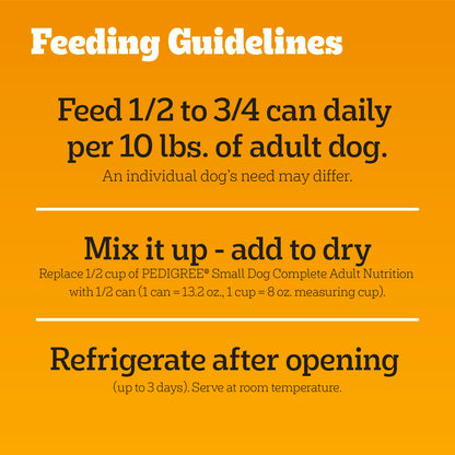 Pedigree Small Dog Tender Bites in Gravy Wet Dog Food Cans, Steak & Vegetable Flavor, 13.2 oz. Cans, 12 Count