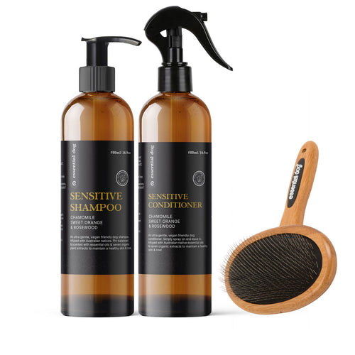 500ml Sensitive Shampoo & Conditioner & Natural Bamboo Brush