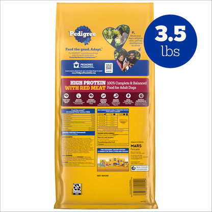 Pedigree Dry Dog Food for Adult Dogs, High Protein, Beef and Lamb Flavor, 18 lb. Bag