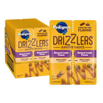 Pedigree Drizzlers for Dogs, Wet Dog Food Gravy Savory Sauce Multipack, 60g Dual-Serving Pouch, 16 Count, Pack of 2 (32 Pouches, 64 Servings Total)
