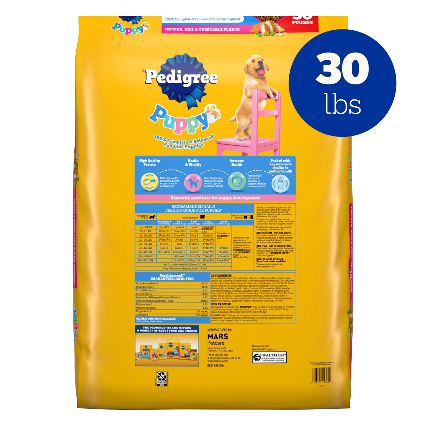 Pedigree Dry Puppy Food, Puppy Dry Food with Grilled Steak and Vegetable Flavor, 3.5 lb. Bag