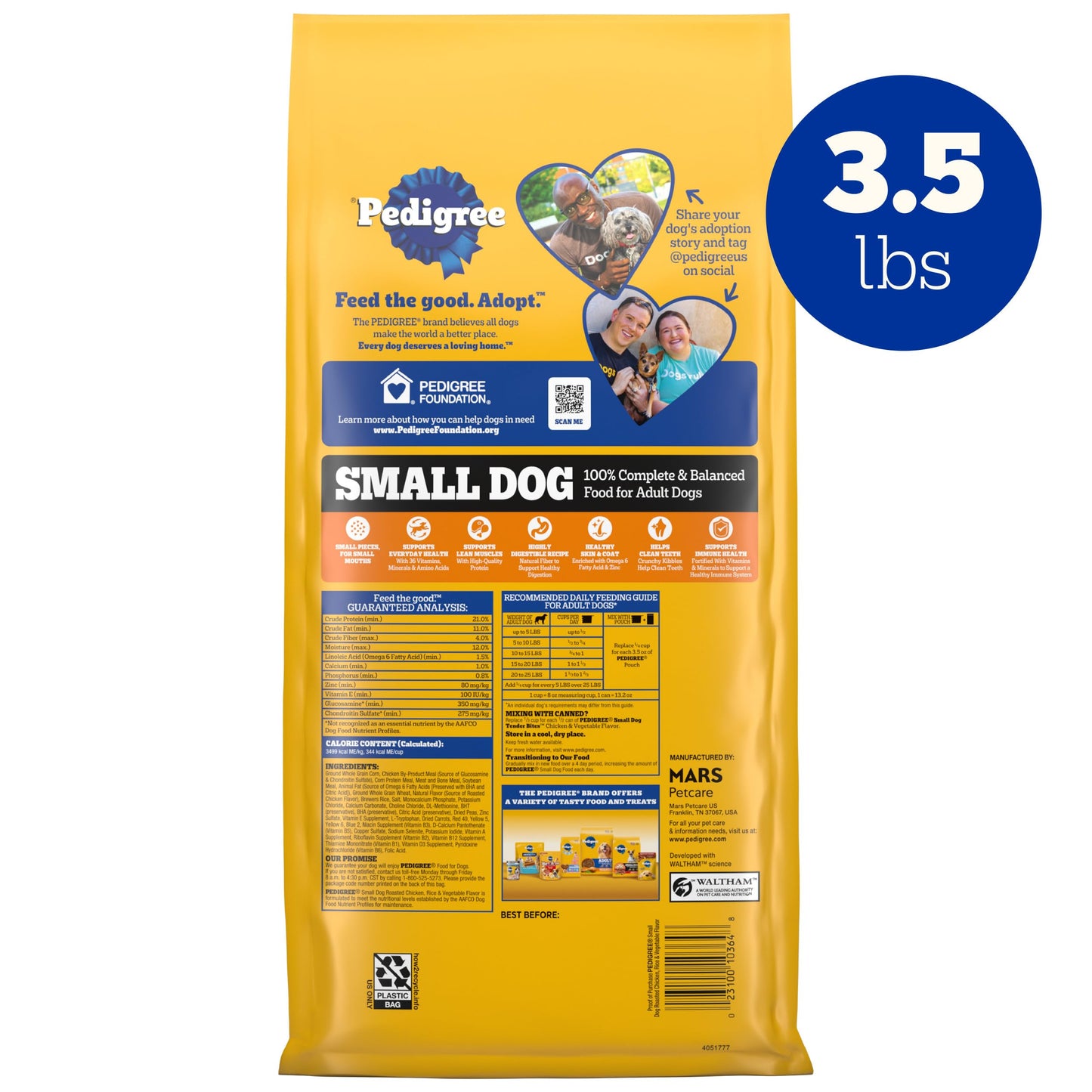 Pedigree Dry Dog Food for Adult Small Dogs, Grilled Steak and Vegetable Flavor, 14 lb. Bag