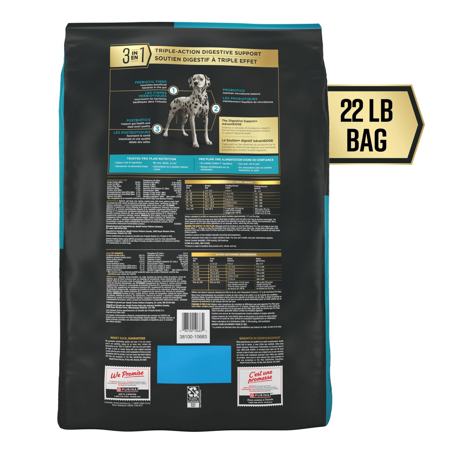 Purina Pro Plan AdvantEDGE Digestive Support Plus Salmon and Oat Meal Formula Adult Dry Dog Food - 22 lb Bag