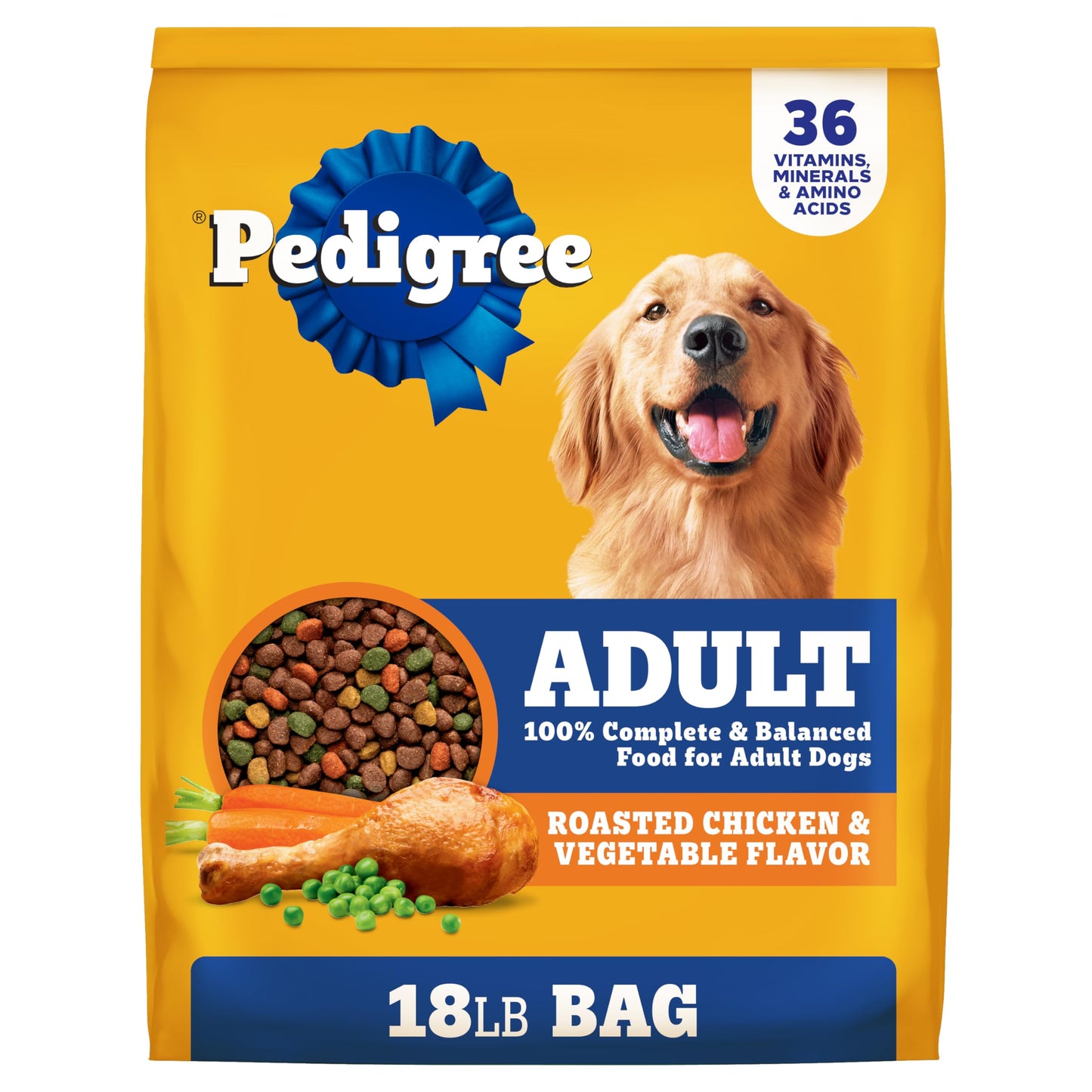 Pedigree Adult Dry Dog Food, Complete Nutrition, Grilled Steak & Vegetable Flavor, 18 lb. Bag