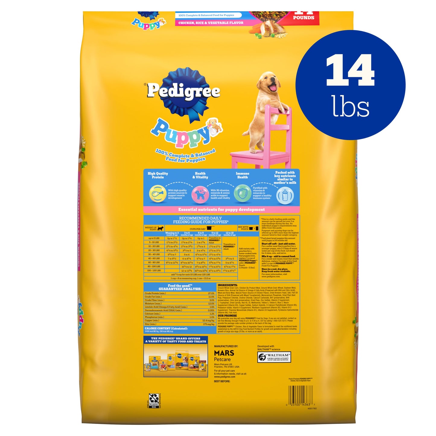 Pedigree Dry Puppy Food, Puppy Dry Food with Grilled Steak and Vegetable Flavor, 3.5 lb. Bag