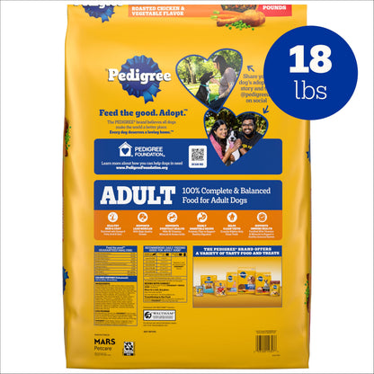 Pedigree Adult Dry Dog Food, Complete Nutrition, Grilled Steak & Vegetable Flavor, 18 lb. Bag