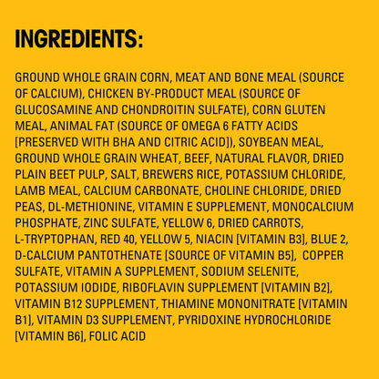 Pedigree Dry Dog Food for Adult Dogs, High Protein, Beef and Lamb Flavor, 18 lb. Bag